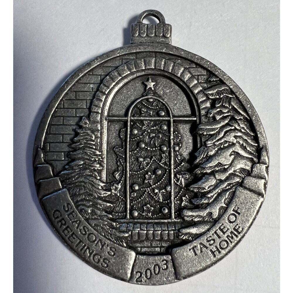 Ornament Christmas Taste of Home 2004 Decorated Tree in Window 2003 Pewter 2"